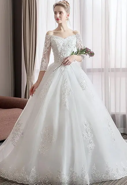 Neck Bridal Dress Plus Size