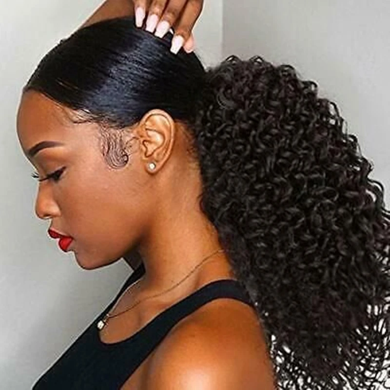 human hair curly ponytail