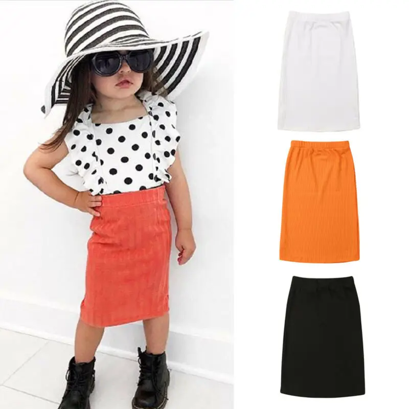 Girls Solid Knitted Skirts 