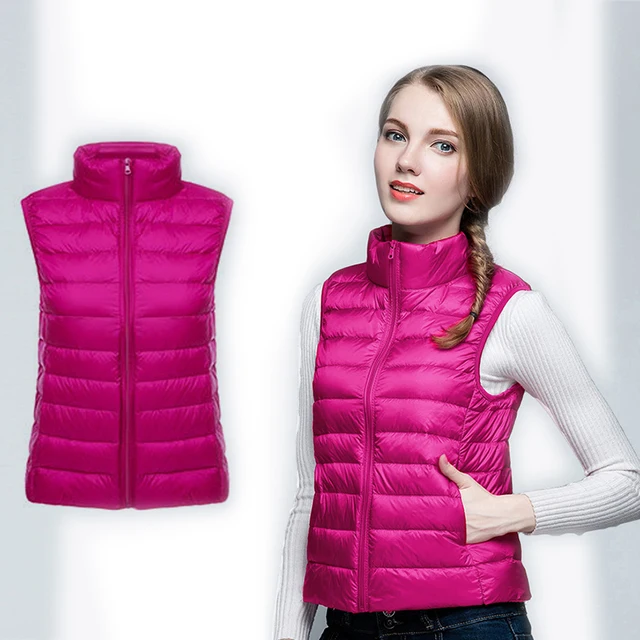 ladies pink down vest