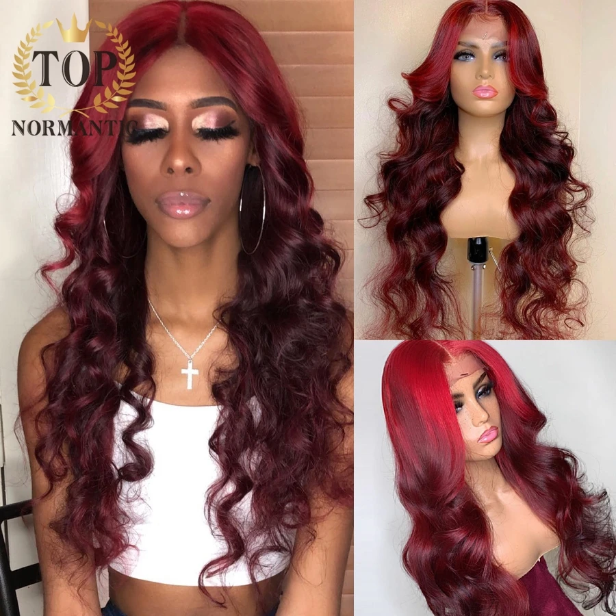 burgundy lace front wig human hair