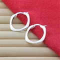 925 Sterling Silver Simple Small Square Earrings For Women Fashion Jewelry Wedding Accessories Silver Earrings preview-3