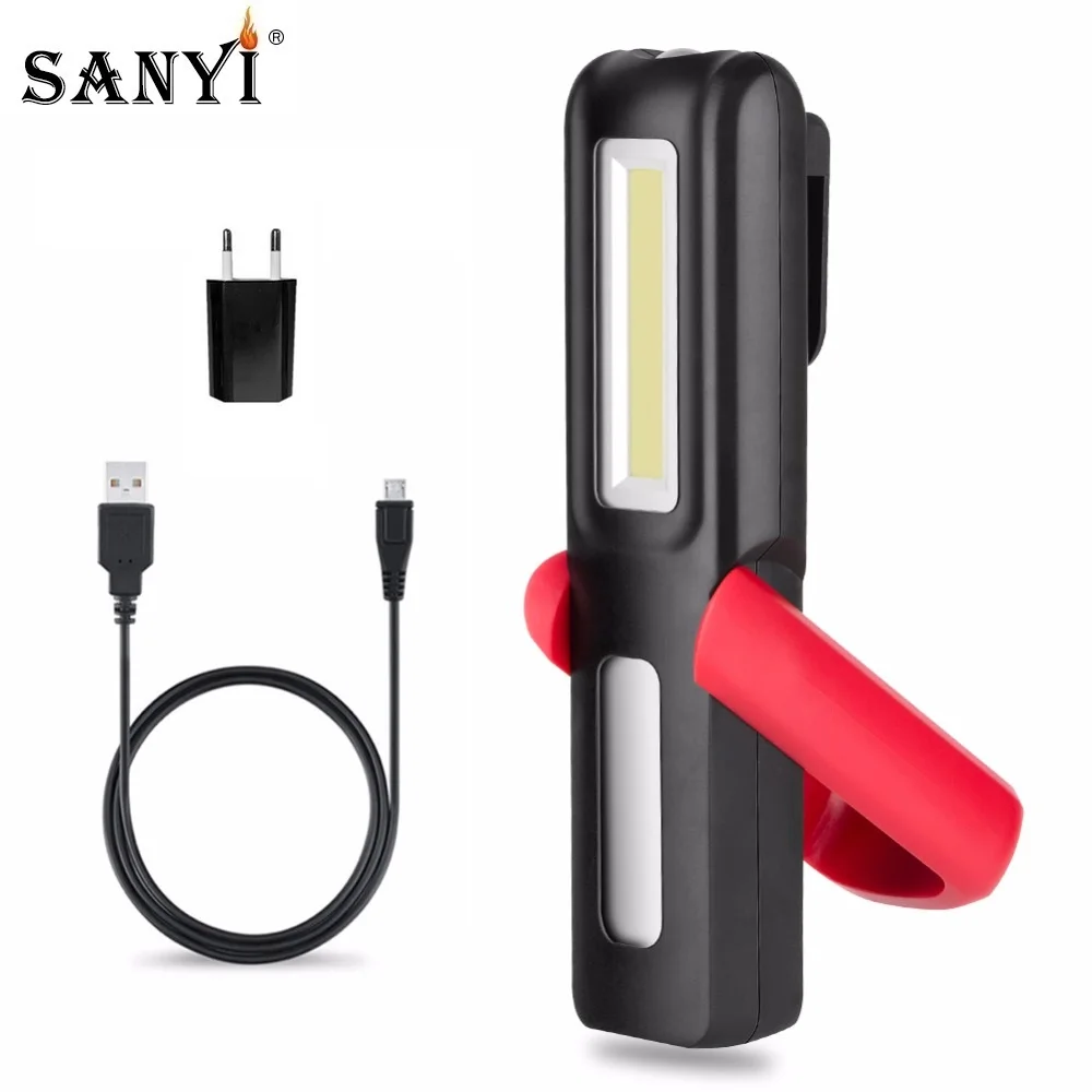 2 Mode Inspection Lamp COB LED USB Rechargeable Magnetic Folding Hook Tent Camping Torch Flashlight Work Lights Built-in Battery-animated-img
