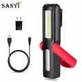 2 Mode Inspection Lamp COB LED USB Rechargeable Magnetic Folding Hook Tent Camping Torch Flashlight Work Lights Built-in Battery
