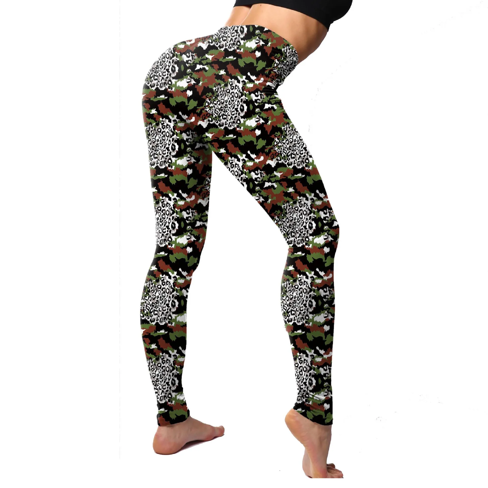 Leisure Stitching Camouflage Leggings Women High Waist 2019