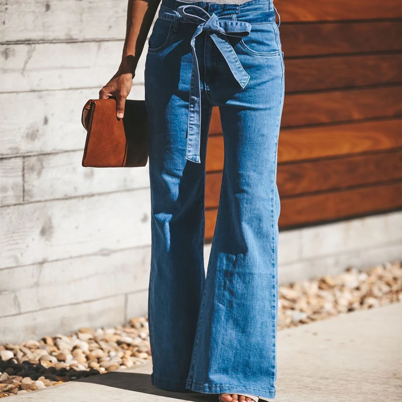 Women Loose High Waist Wide Leg Jeans 