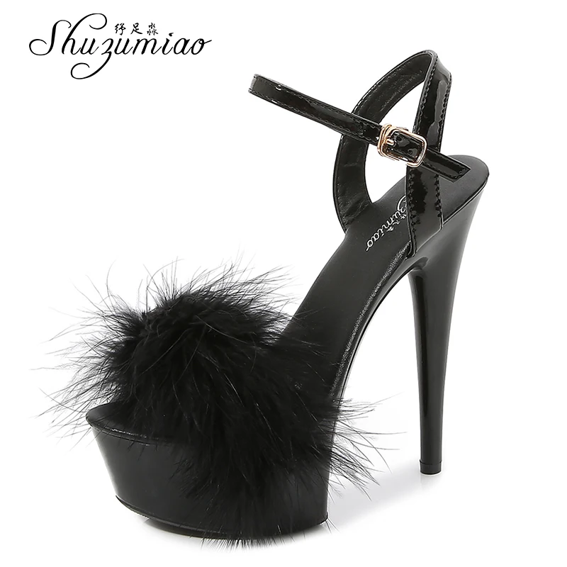 Stripers Heels Women Fur Sandals Woman 