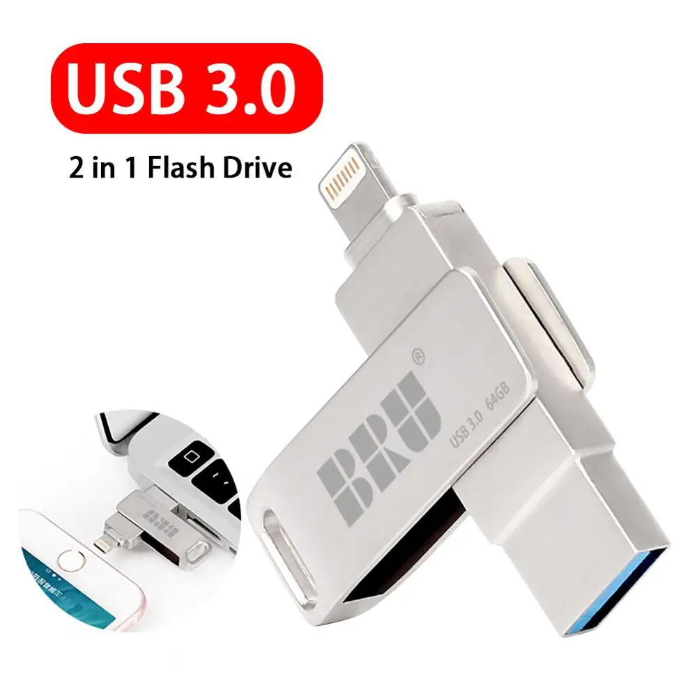 usb stick usb flash drive for iphone ipad pendrive 3.0 64gb usb 32gb 128gb 2 in 1 pen drive for ios external storage devices preview-8