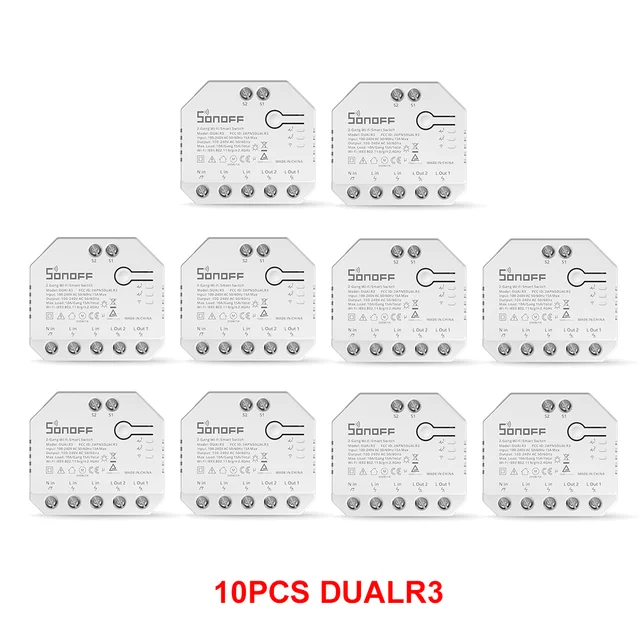 1-10PCS SONOFF DUAL R3 Dual Relay Module DIY Power Metering Smart Switch  Two Way Remote Voice Control via eWeLink Alexa Google