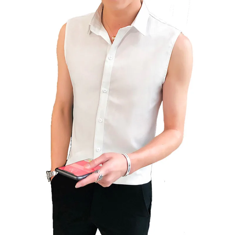 mens sleeveless shirt with collar