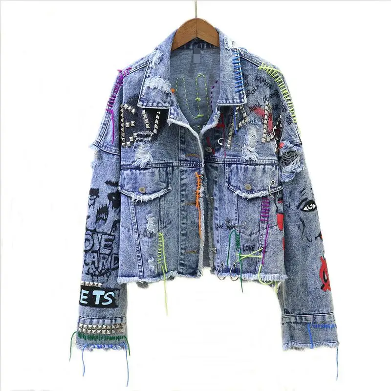 graffiti denim jacket womens