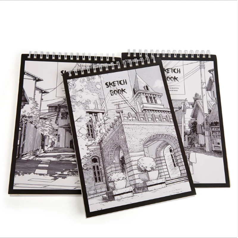 A4 Chinese Style Sketchbook Spiral Notebook Inner Blank 100GSM