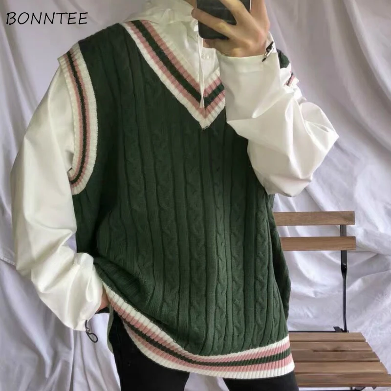 Sweater Vest Men's Patchwork V-neck 