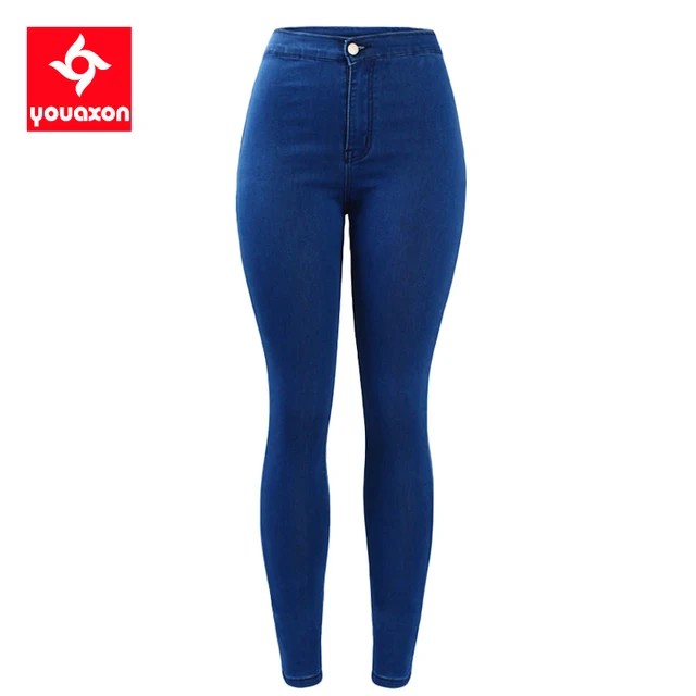 1894 Youaxon High Waist Stretchy Jeans Women`s Brand New Blue Skinny Denim Pants Jeans For Women Jean Femme Trousers-animated-img