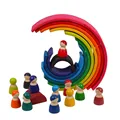 Baby Toys Large Rainbow Stacker Wooden Toys For Kids Creative Rainbow Building Blocks Montessori Educational Toy Children preview-5