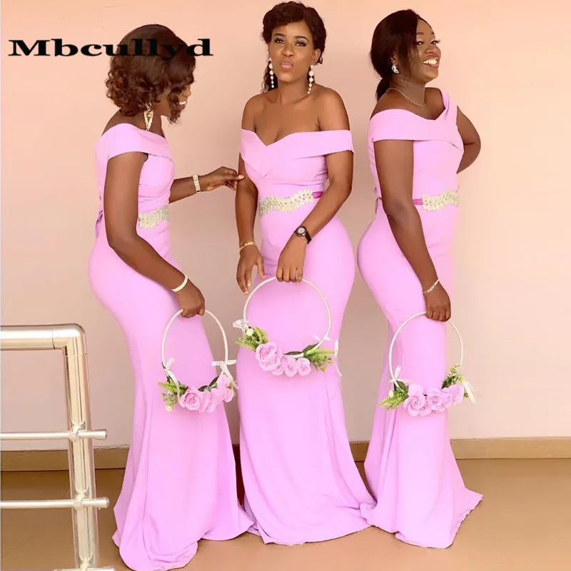 Pink Mermaid African Bridesmaid Dresses 
