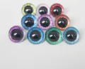 20pcs 13mm-28mm round plastic clear toy safety eyes + glitter Nonwovens + hard washer for plush  doll findings-size option