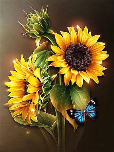 HOMFUN Paint With Diamond Embroidery Sunflower flower Diamond Painting  Full Square Round Picture Of Rhinestone Decor