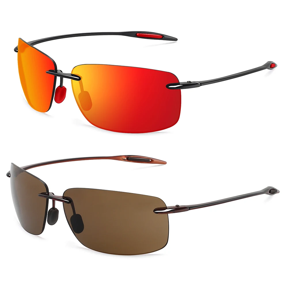 Juli Sports Sunglasses for Men Women TR90 Rimless Frame for Running Fishing Golf Surf Driving MJ8009