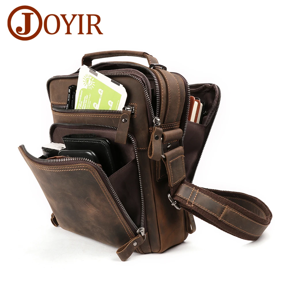 Купить Алиэкспресс Joyir New Genuine Leather Men Vintage Handbags Small Flap Mens Shoulder 4313