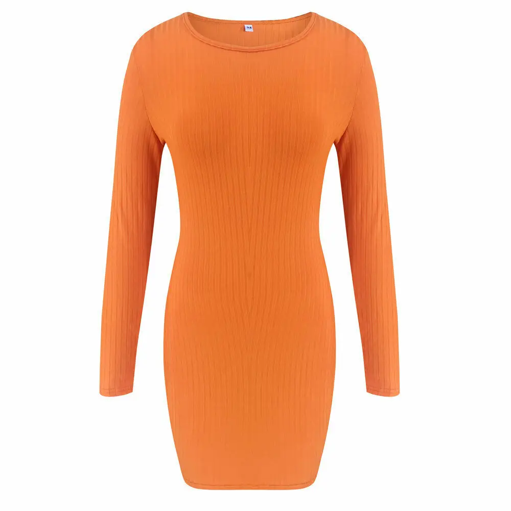 Women Crinkled Stripe Knit Dress Casual 