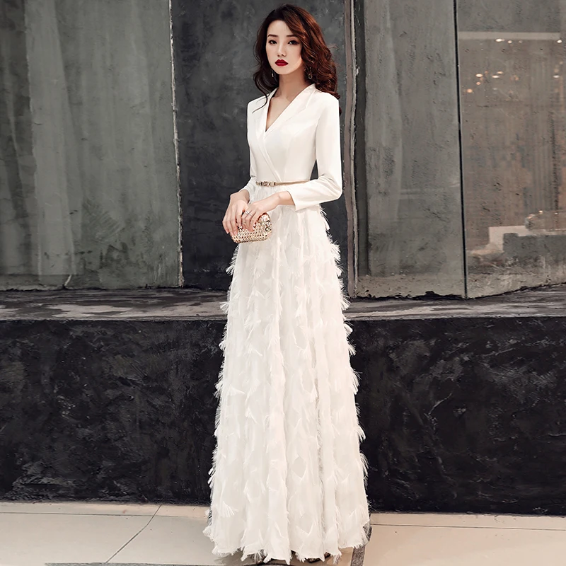 New 2019 White Evening Dresses Elegant 