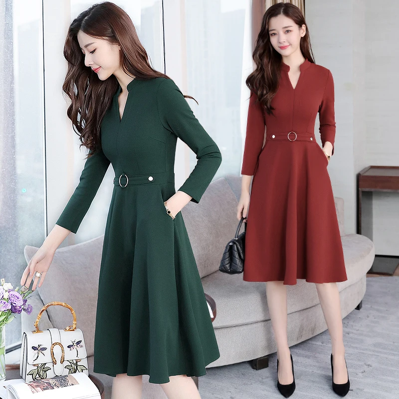 2022 Autumn Winter Black Casual Midi 