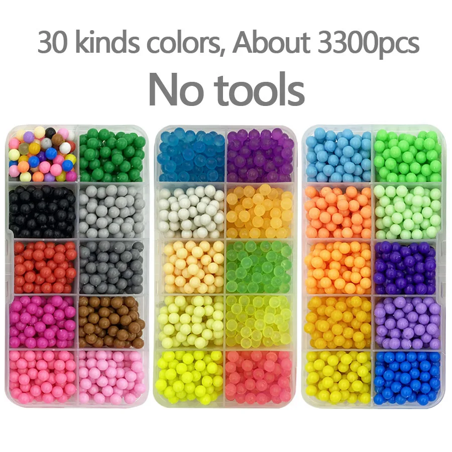 1100Pcs/Box Packing DIY Water Spray Magic Beads Handmade Toy Set Children's Color Crystal Beads Puzzle Craft Kit Gift-animated-img