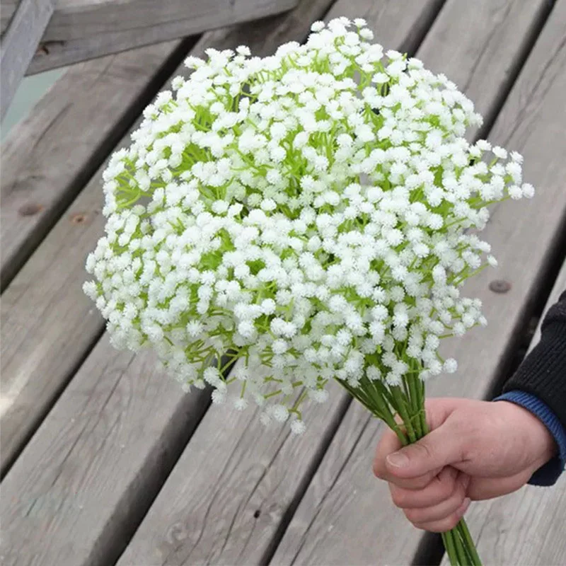 90 Heads 52cm White Babies Breath Artificial Gypsophila Flowers Bouquets  For Wedding Birthday Decoration Home Garden Fake Flower
