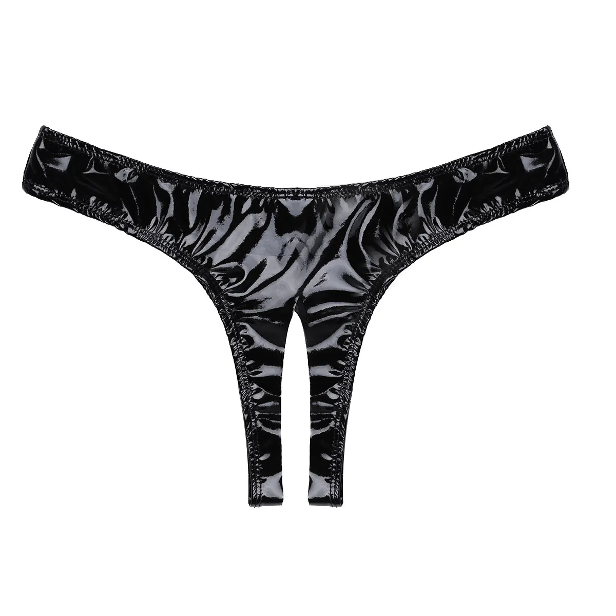 Купить Экзотическая одежда Iefiel Fashion Black Women Female Lingerie Wet Look Patent Leather 2404