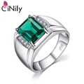 CiNily Authentic Luxury Emerald 925 Sterling Silver Men Rings for Business Party Men Fine Jewelry Ring SR013 preview-1