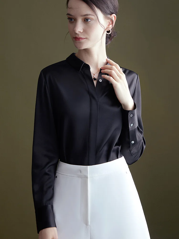 real silk shirt women long sleeve White 