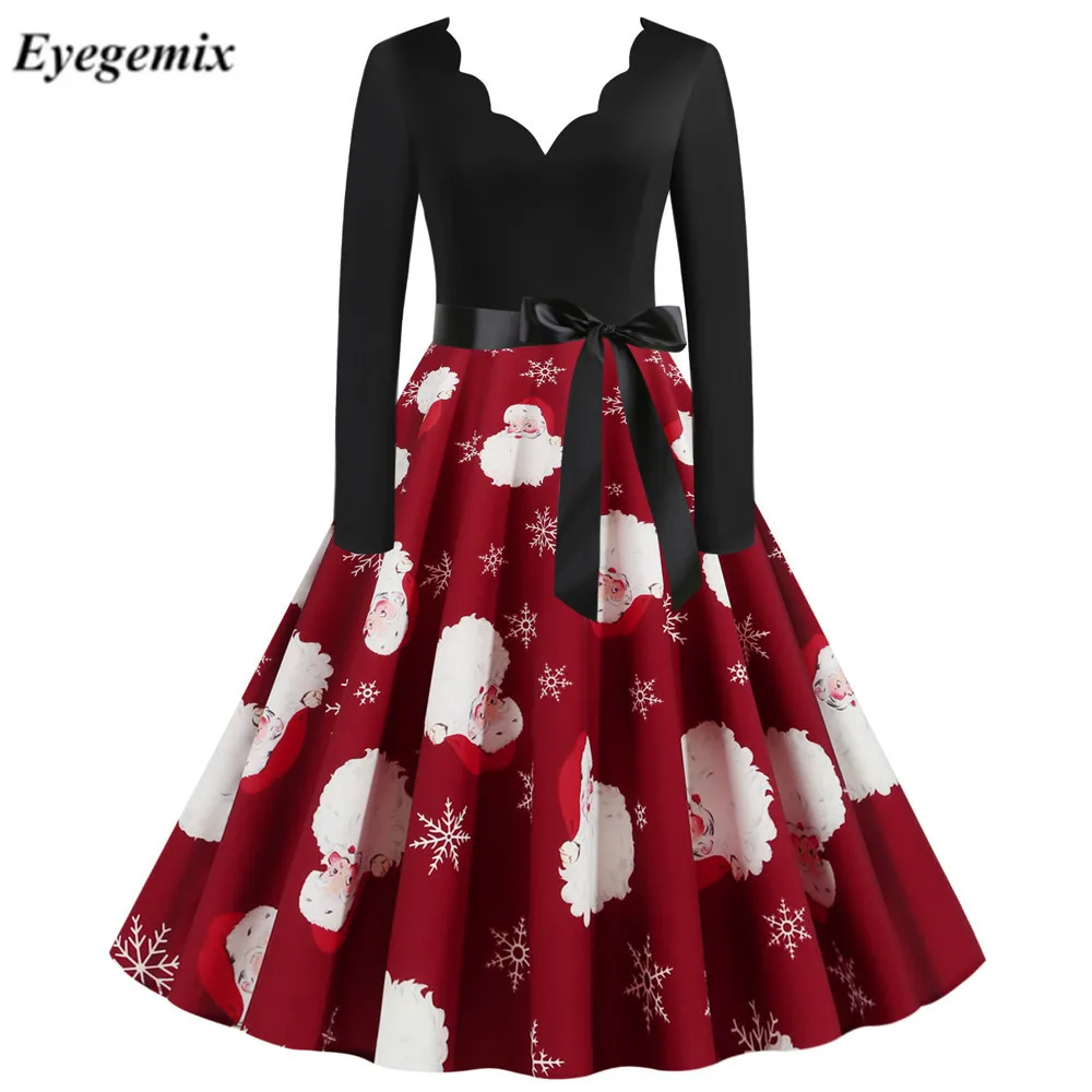 Elegant Floral Vintage Christmas Dress 