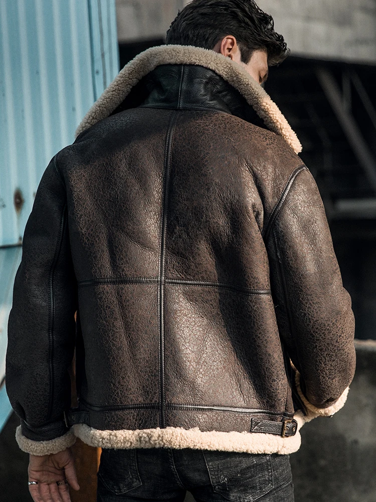 New Mens Shearling Coat Genuine Leather 