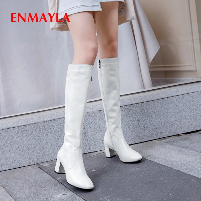 thigh high boots square heels