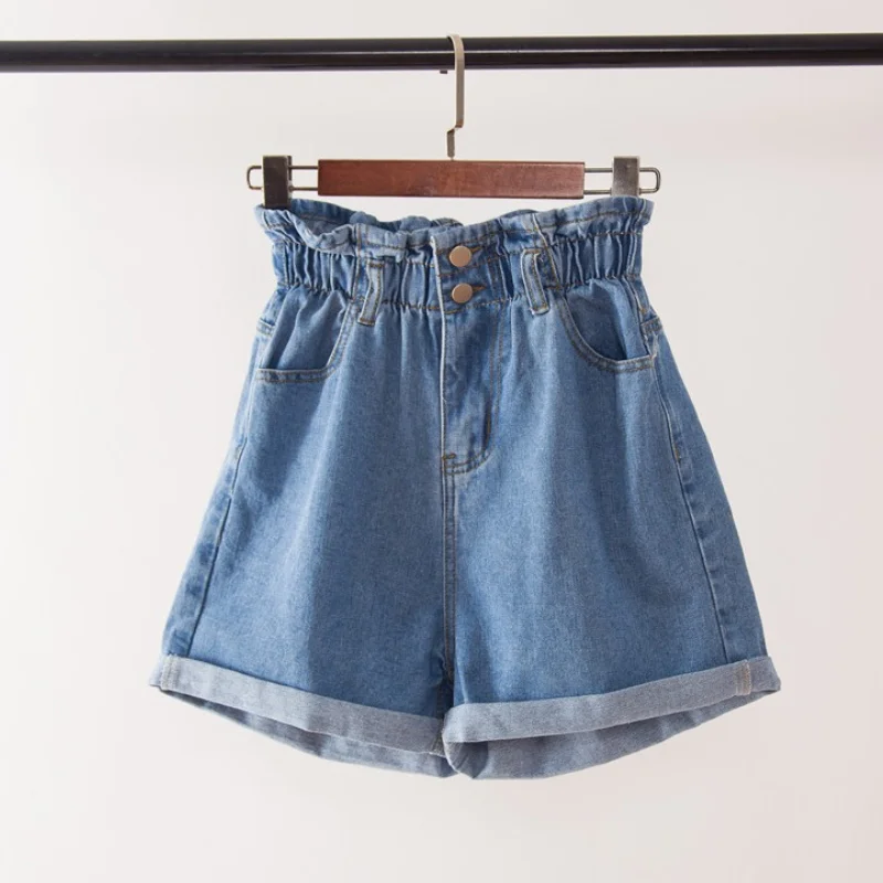 High Waisted Shorts Elastic Waist Jeans 