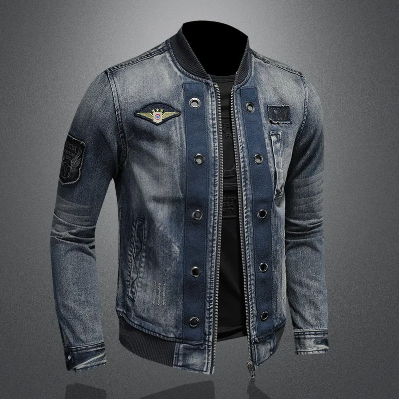 Jean Outerwear Fashion Mens Biker Jackets