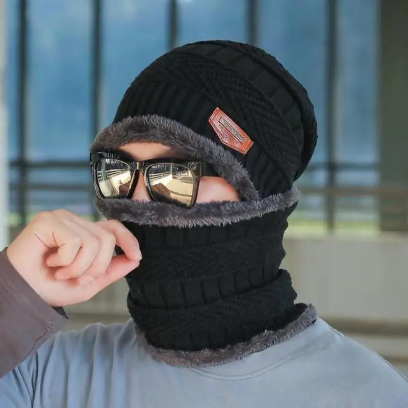 Men Knitted Hat Winter Cap Beanie Women 
