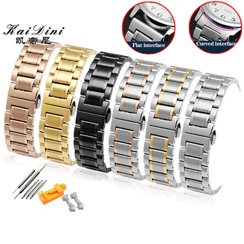 Wholsale Watchband 19mm 20mm 21mm 22mm Bracelets High Quality  Stainless Steel Band With Tools Silver Black Watch Accessories-animated-img