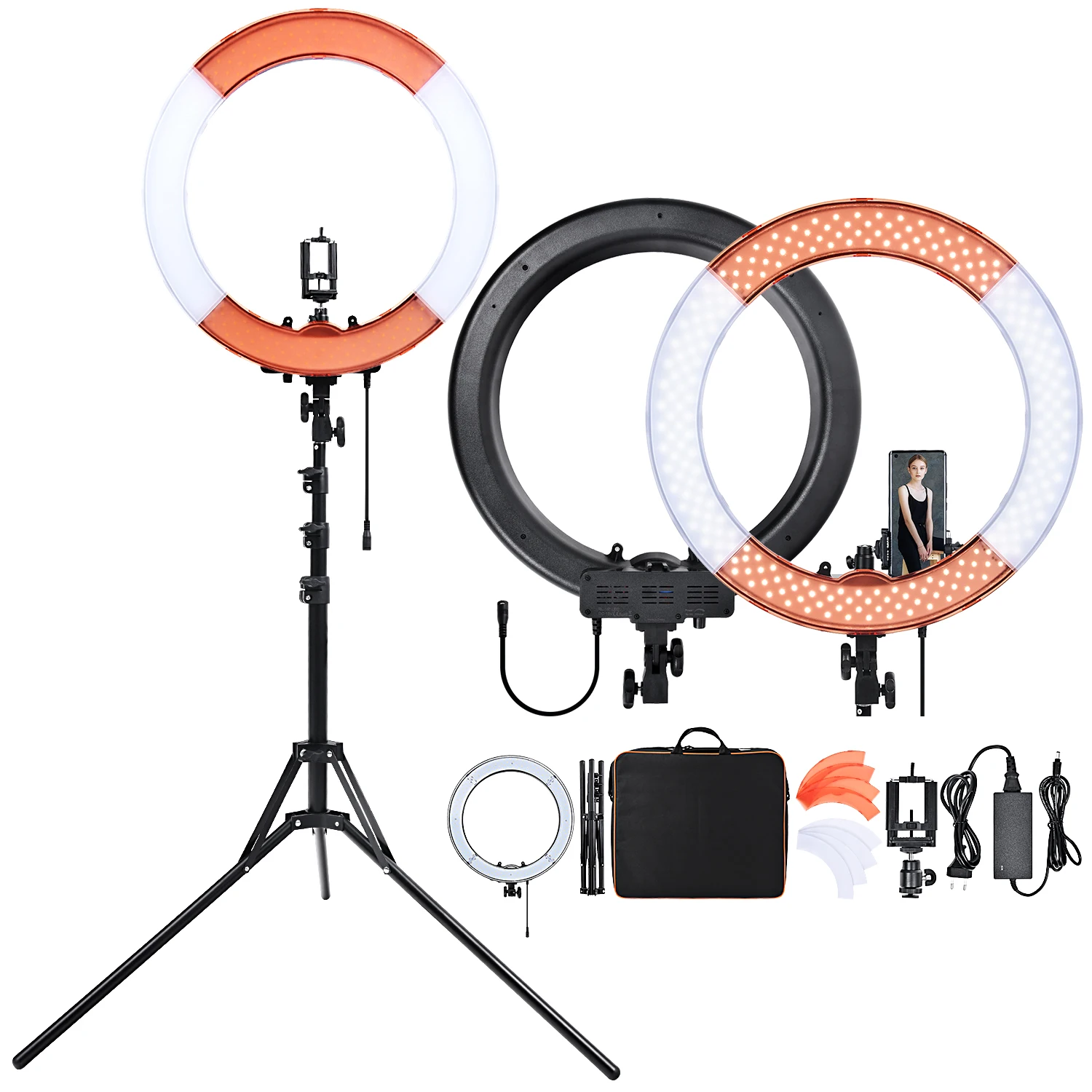 fusitu RL-18 Photographic Lighting 18 inch Video Ringlight 240Pcs Led Ring Light With Tripod Ring Lamp For Camera Phone Youtube-animated-img