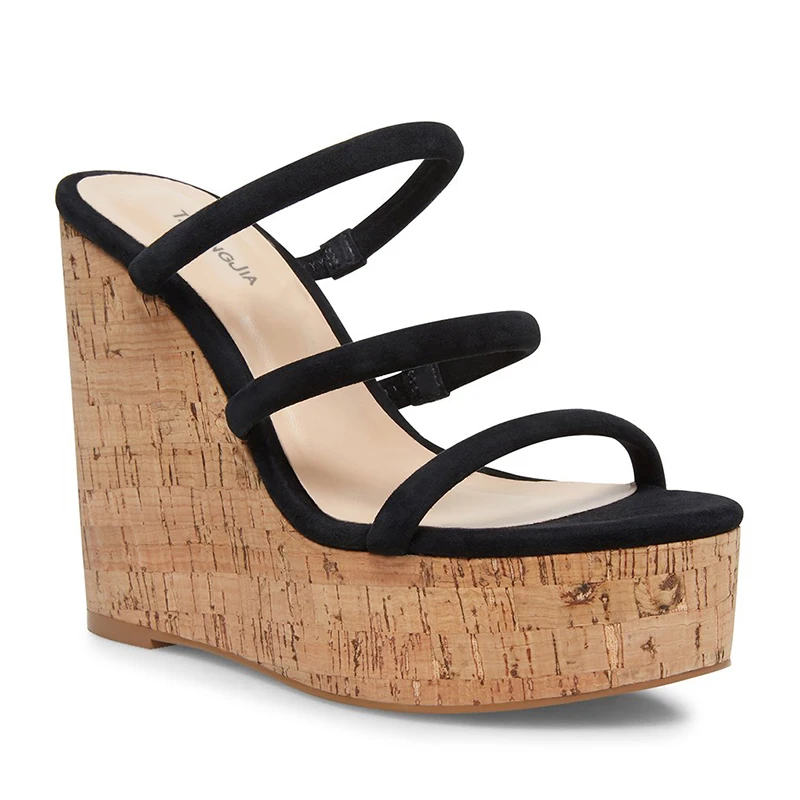 Wedges Shoes for Women Black Strappy 