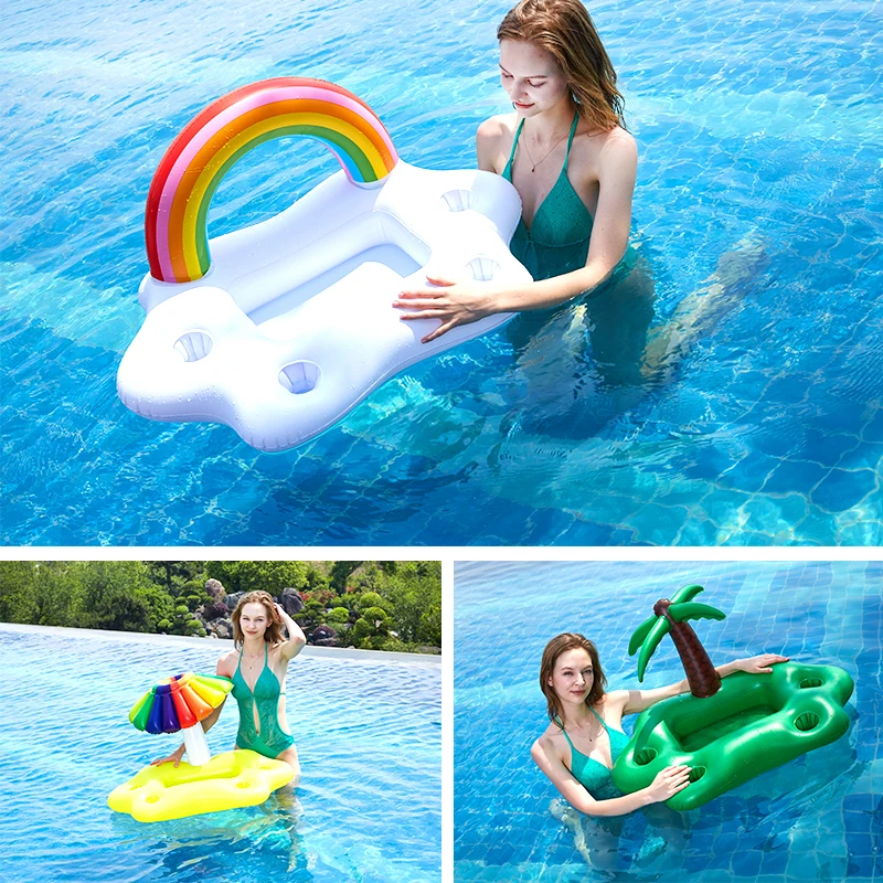 inflatable pool lounger with cup holder