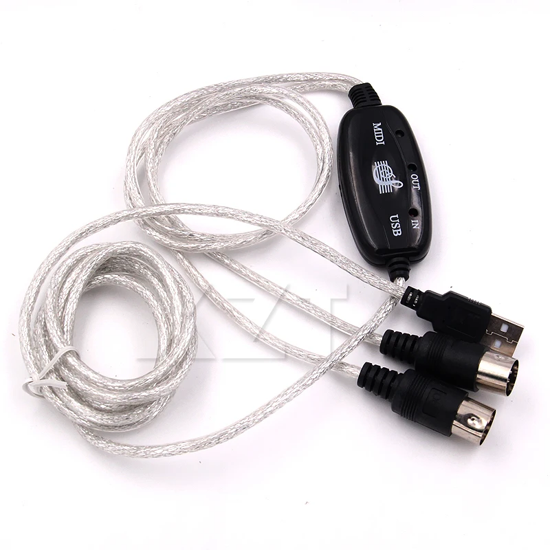 USB Cable IN-OUT MIDI Converter for PC to Electronic Organ Music Audio Keyboard with LED Adapter Cord for Computer Windows 7-animated-img