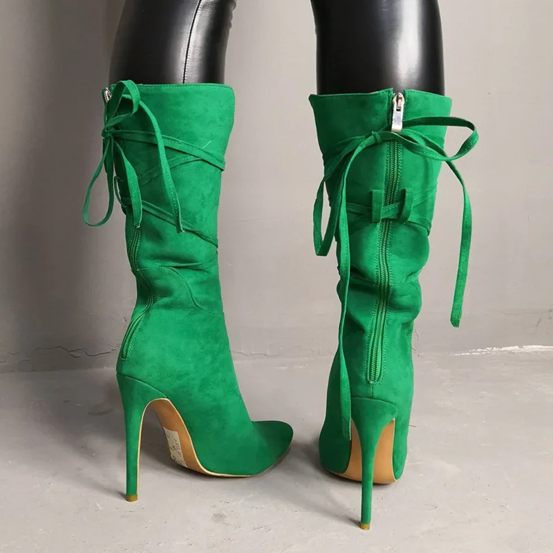 green calf high boots