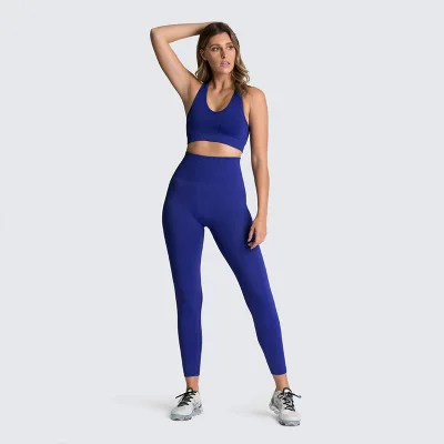 2 Pcs Seamless Yoga Suit Women Sports Bra Vest High Waist Leggings Shorts  Outfit Gym Set Fitness Workout Clothes Sportswear