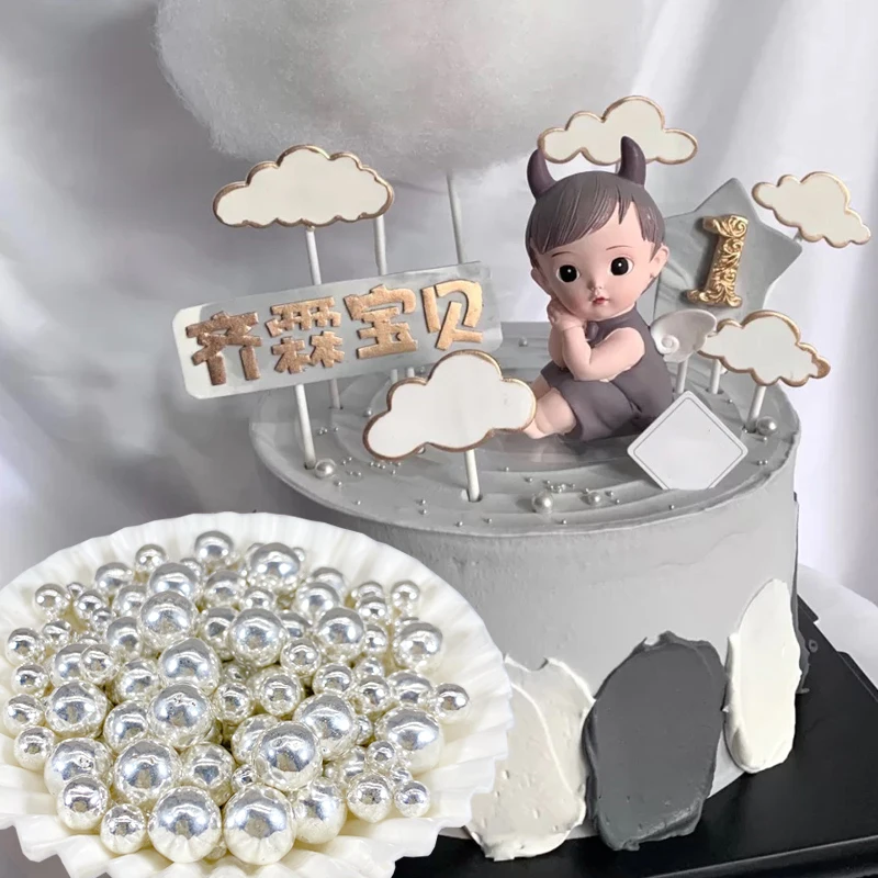 Edible Gold Silver Beads Pearl Sugar Ball Fondant DIY Cake Baking Sprinkles  Sugar Candy Ball Wedding