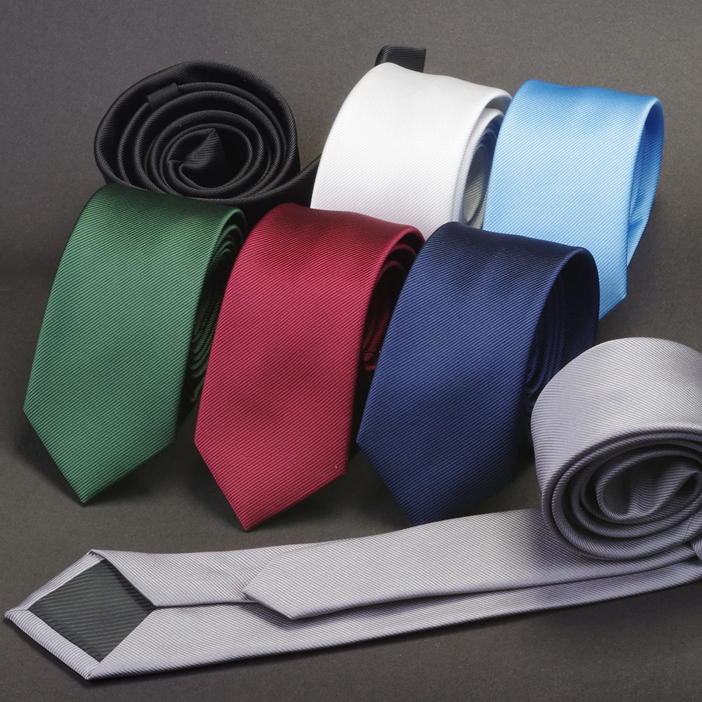 GUSLESON Men Solid Navy Blue Classic Ties for Bridegroom Green Color 6cm Slim Neck Ties for Wedding Tie Skinny Groom Tie for Men-animated-img