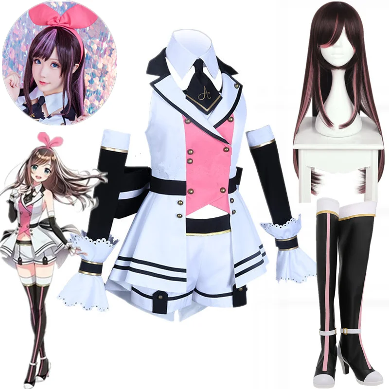 Kizuna AI Cosplay Costume First Virtual YouTuber Cosplay Costume Sweet Uniform with Stocking for Women Carnival Party dress-animated-img