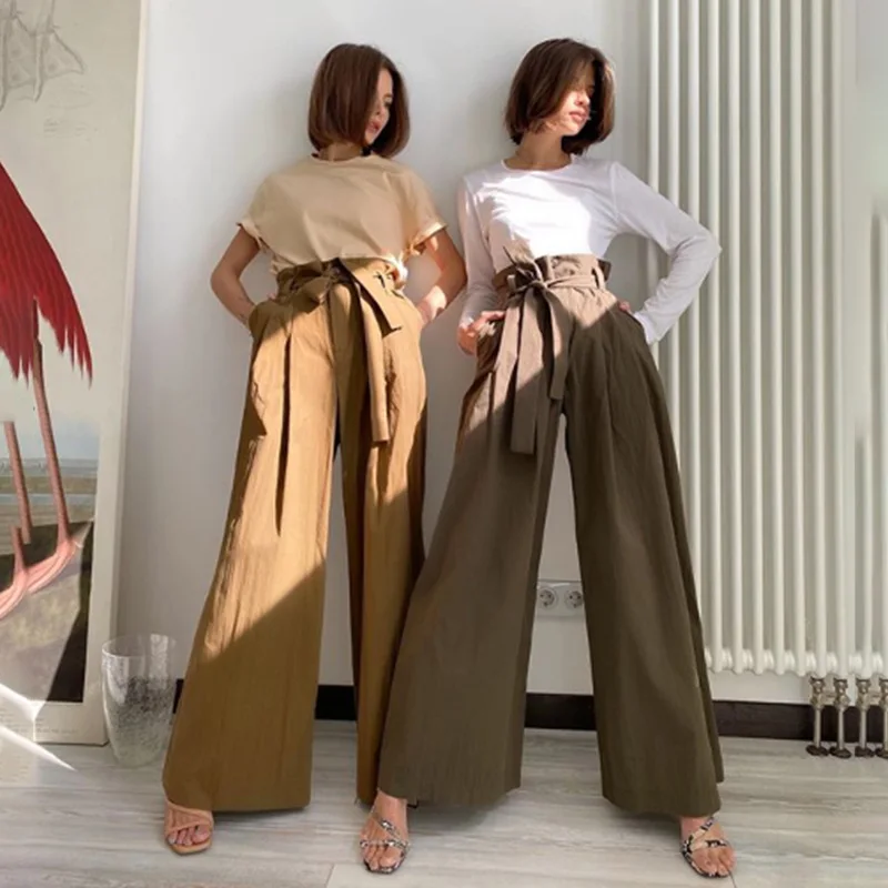 wide leg pants with bow