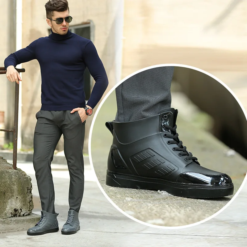 Men's Rainboots Waterproof Rain Shoes 